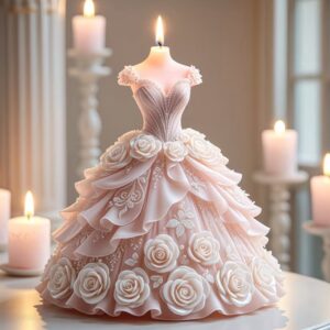 moule en silicone robe de princesse rosé-ref:H04-(9/7.5cm)
